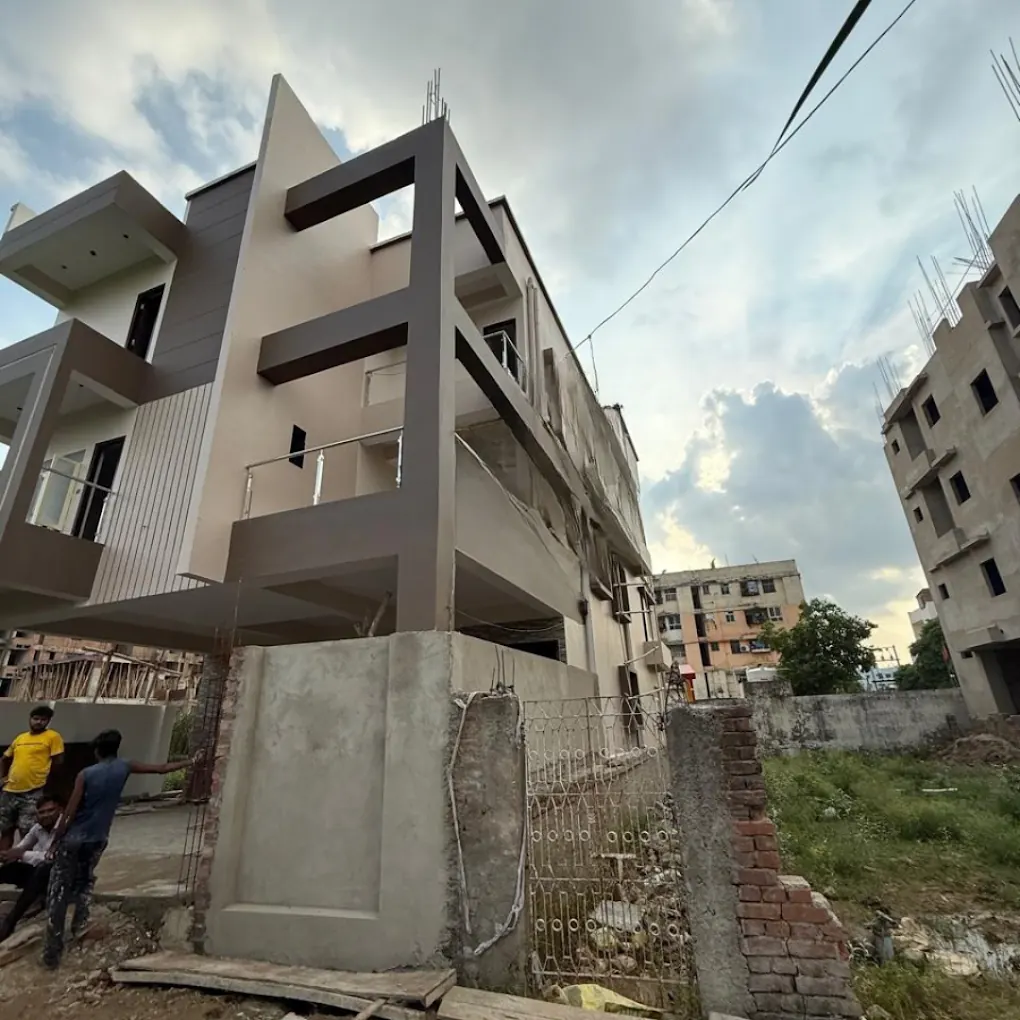 Completed modern residential building